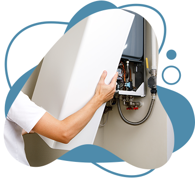 Installateur tauscht Gastherme aus